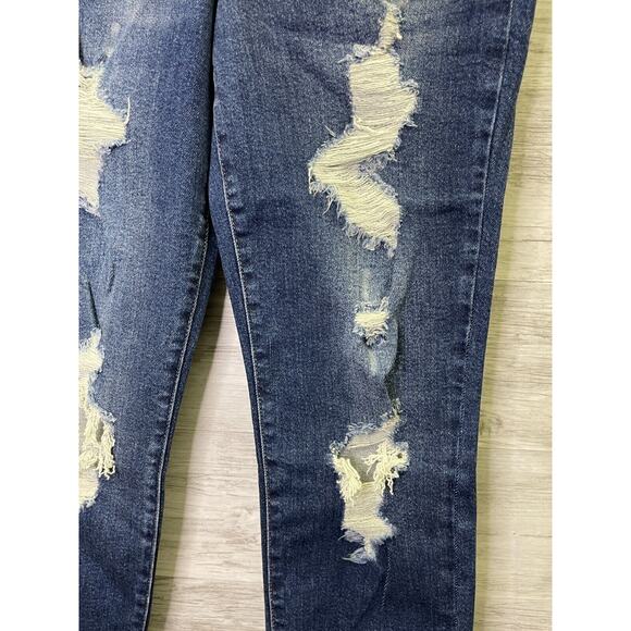 Judy Blue Jeans 26 Womens High Waist Boyfriend Distressed Blue Stretch Denim - Picture 2 of 15